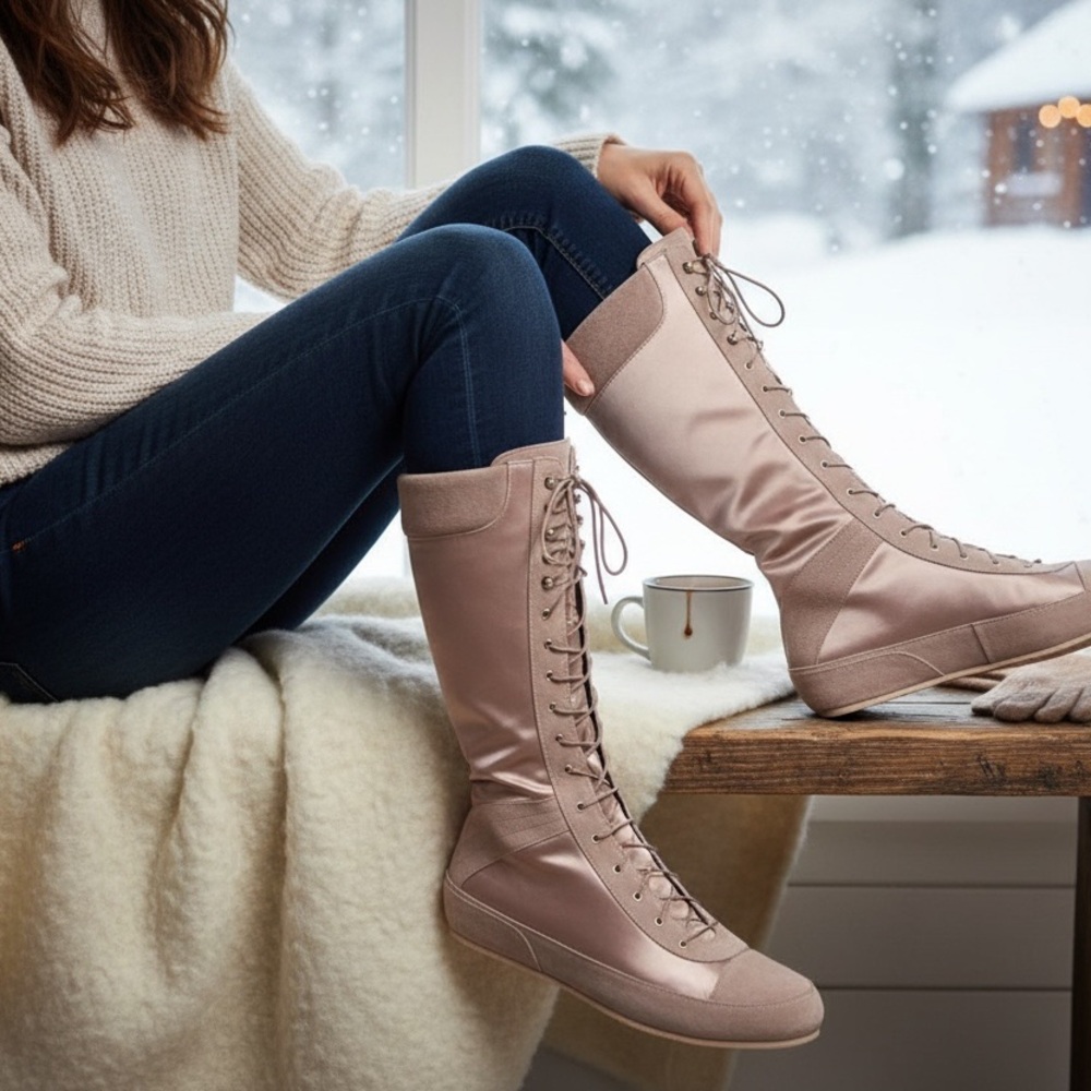 🍀Pedro Garcia Women's Lace-Up Boots in Light Pink - The Petra NWOT